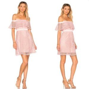 Bardot Blush Lace Off-Shoulder Mini Dress